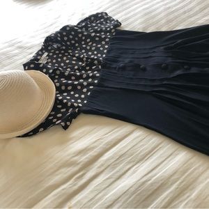 🌟VINTAGE 🌟Jane Singer Black polkadot maxi dress